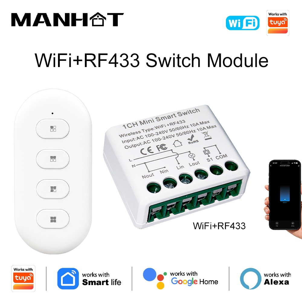 Smart Home Diy - Tuya WIFI 10A slimme lichtschakelaars RF433