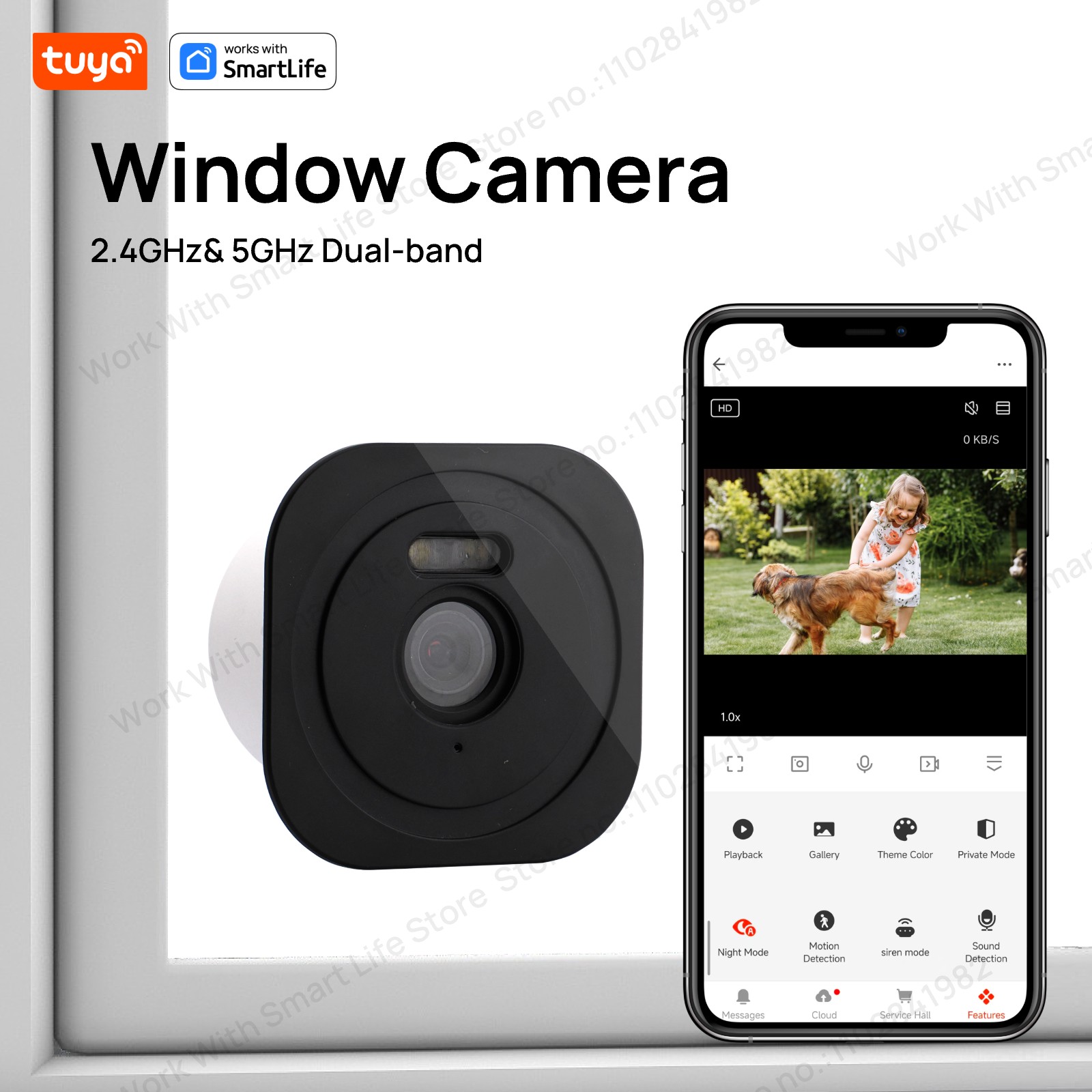 Smart Home Os - 3MP 2K Tuya-raamcamera, 2,4 GHz en