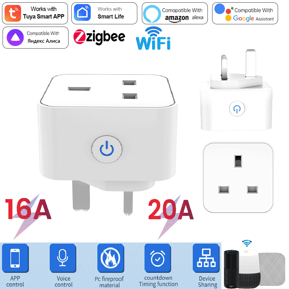 Smart Home Voice Assistant - Tuya Smart Socket 16A/20A WiFi of