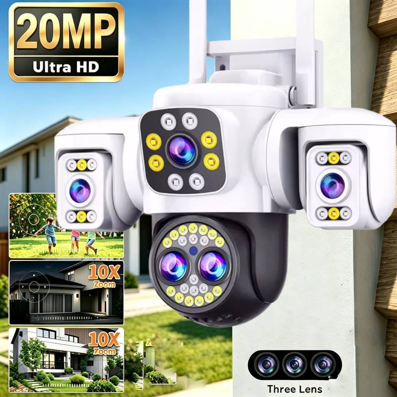 Smart Home Os - 20MP bewakings-wifi-camera met vier lenzen, drievoudig