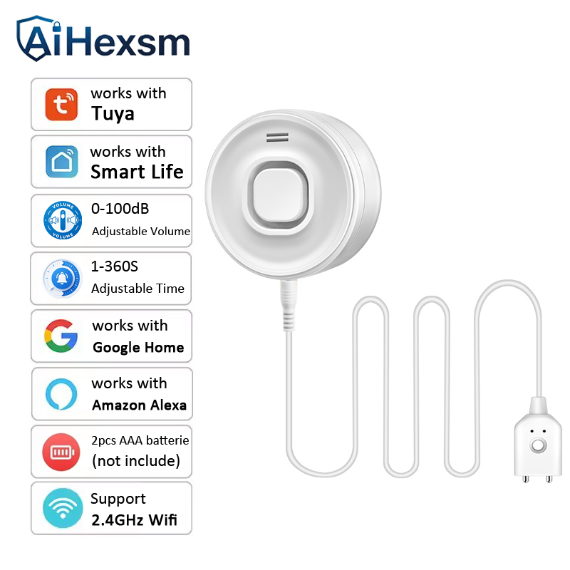 Smart Home Water Level Sensor - Waterlekkagesensor 100DB Instelbaar geluid WIFI lekniveaudetector