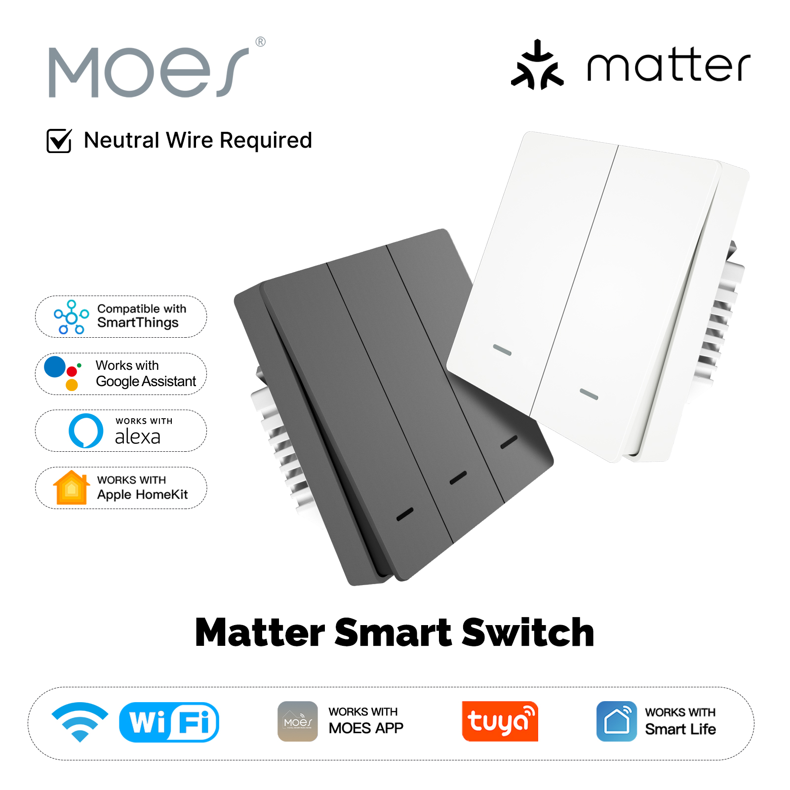 Smart Home Apple - MOES Matter Tuya WiFi Smart Light-knopschakelaar